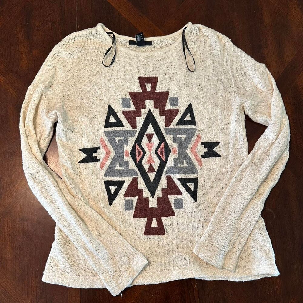 Forever-21 Women's Grey and Cream Sweatshirt